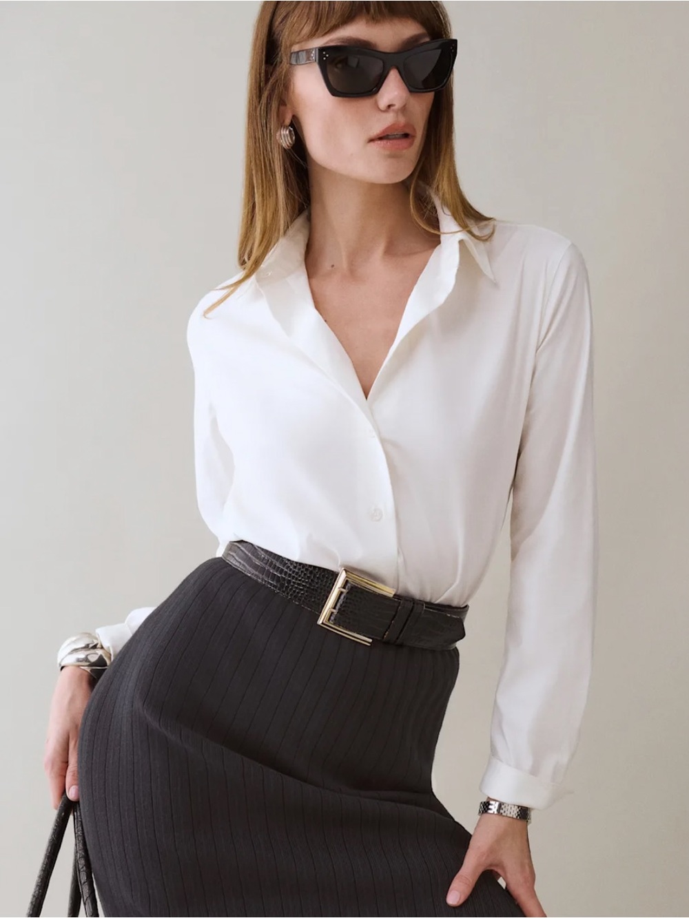 NWOT Reformation White Alfie Relaxed Shirt